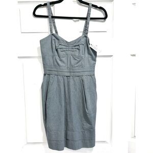 NWT Aritzia Wilfred Dress Indigo Blue White Stripe Side Zip Removable Straps 4